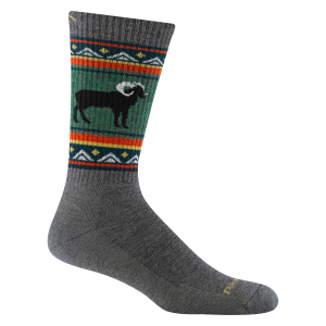 Darn Tough Men's Big Horn Sheep Print Micro Crew Midweight Merino Wool Casual Outdoor Socks Heather Gray Southwest Pattern Boot Socks